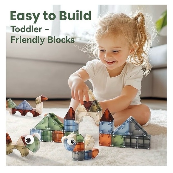 iPlay, iLearn Kids Magnetic Blocks, 62 PCS Magnet Stacking Block Building. NEW - Picture 5 of 11